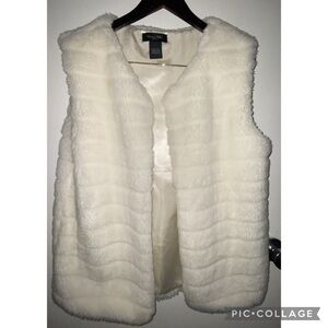 Women's White Faux Fur Vest